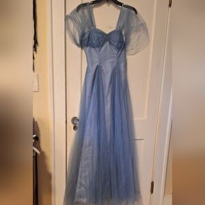Custom made blue princess gown size 2ish